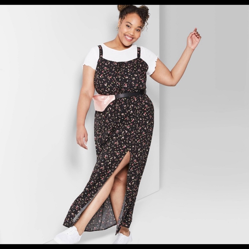 Wild Fable Black Maxi Dress with Floral